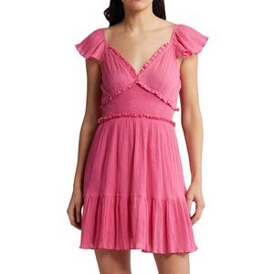 LoveShackFancy Womens Ivella Flutter Sleeve Dress Medium Strawberry Moon - NWT